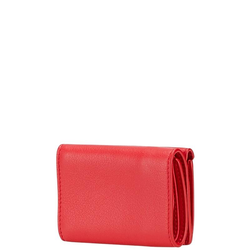 バレンシアガ ペーパー ミニウォレット 三つ折り財布 391446 レッド レザー レディース BALENCIAGA 【中古】 BALENCIAGA（バレンシアガ） ペーパー ミニウォレット 三つ折り財布