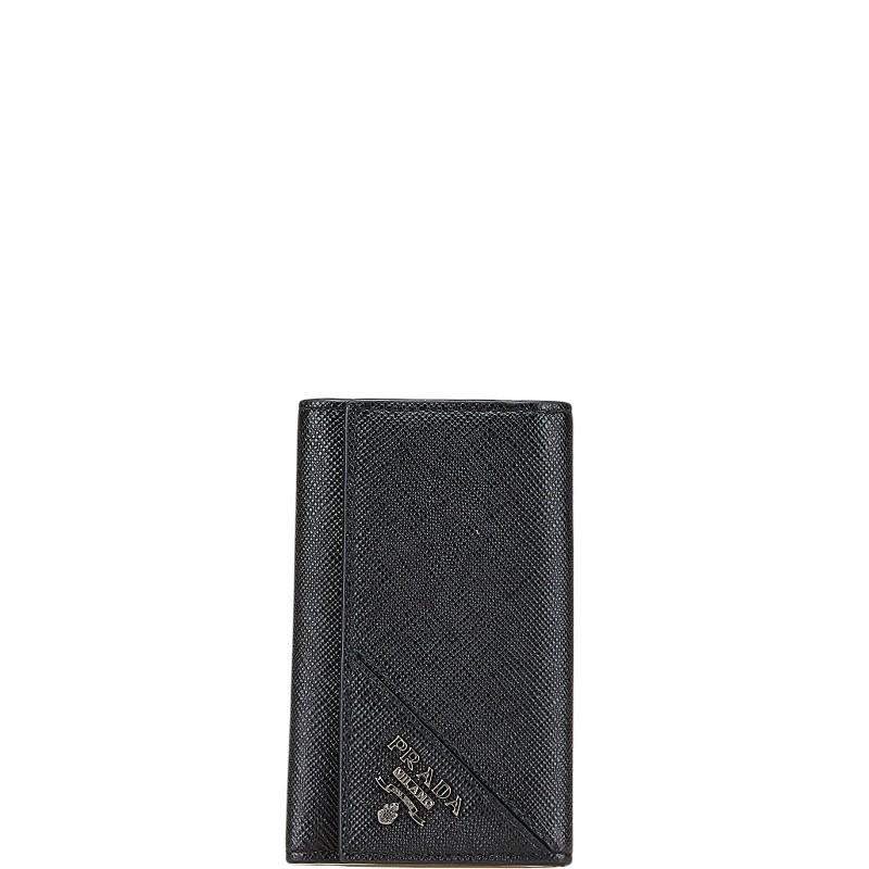PRADA プラダ ロゴ サフィアーノ キーケース ブラック レザー PRADA プラダ ロゴ サフィアーノ キーケース ブラック レザー