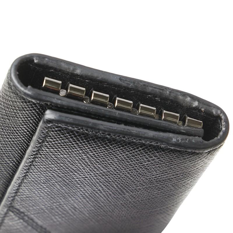 PRADA（プラダ） ロゴ サフィアーノ キーケース ブラック レザー