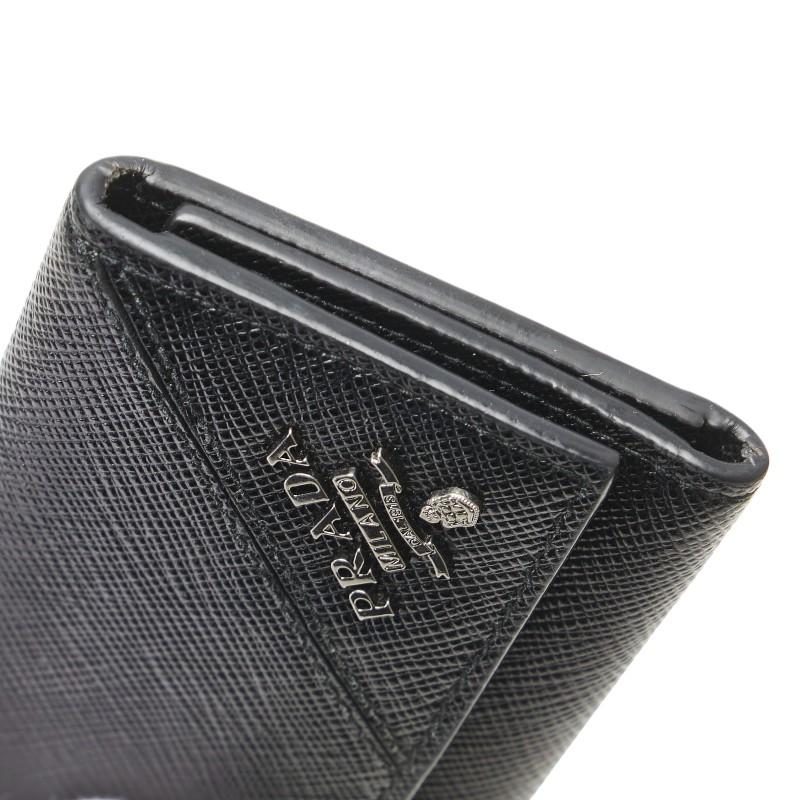 PRADA プラダ ロゴ サフィアーノ キーケース ブラック レザー