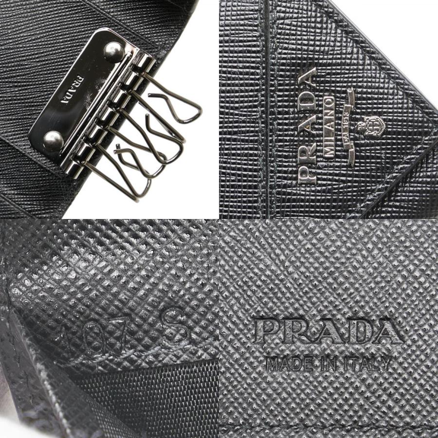 PRADA（プラダ） ロゴ サフィアーノ キーケース ブラック レザー