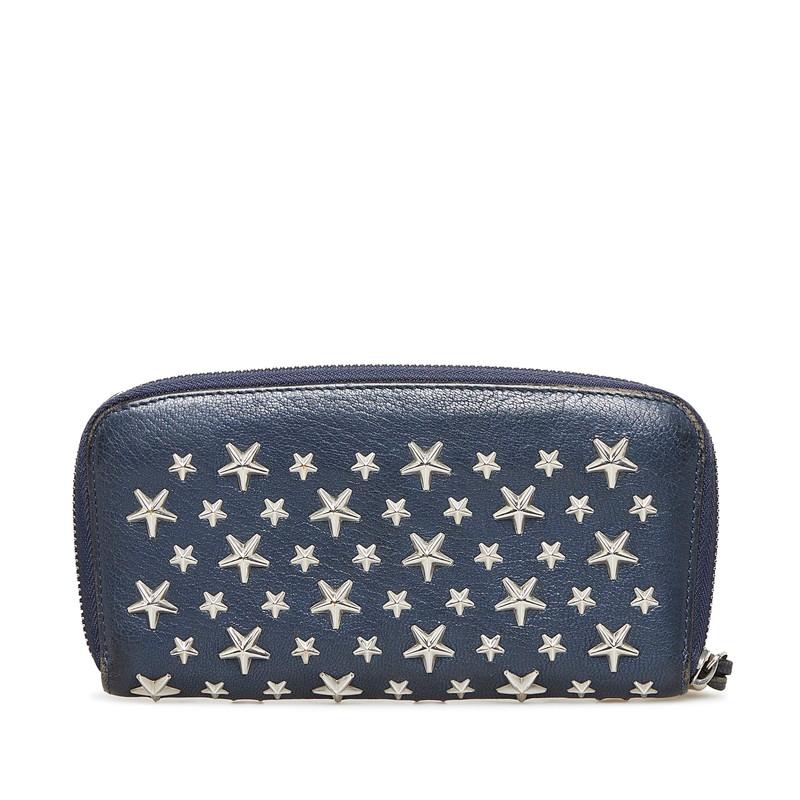 JIMMY CHOO ジップアラウンドウォレット　ネイビー【美品】 カーナビー / S | ネイビーグリッターレザー・ウォレット | ジミー チュウ