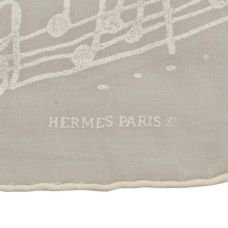 HERMES（エルメス） カレ45 プチカレ 楽譜 音符 スカーフ ホワイト