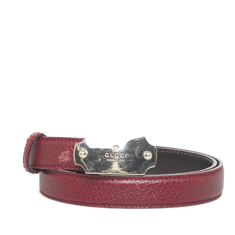 GUCCI（グッチ） ロゴ プレート 85/35 ベルト 146439 ゴールド ワイン 