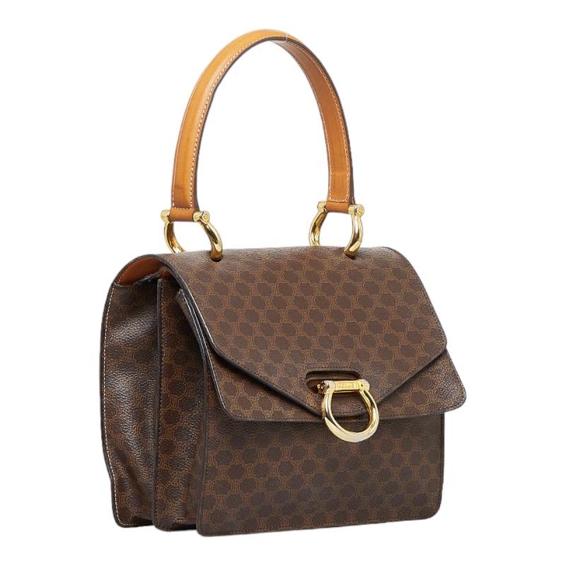 CELINE（セリーヌ） マカダム ハンドバッグ ブラウン PVC レザー