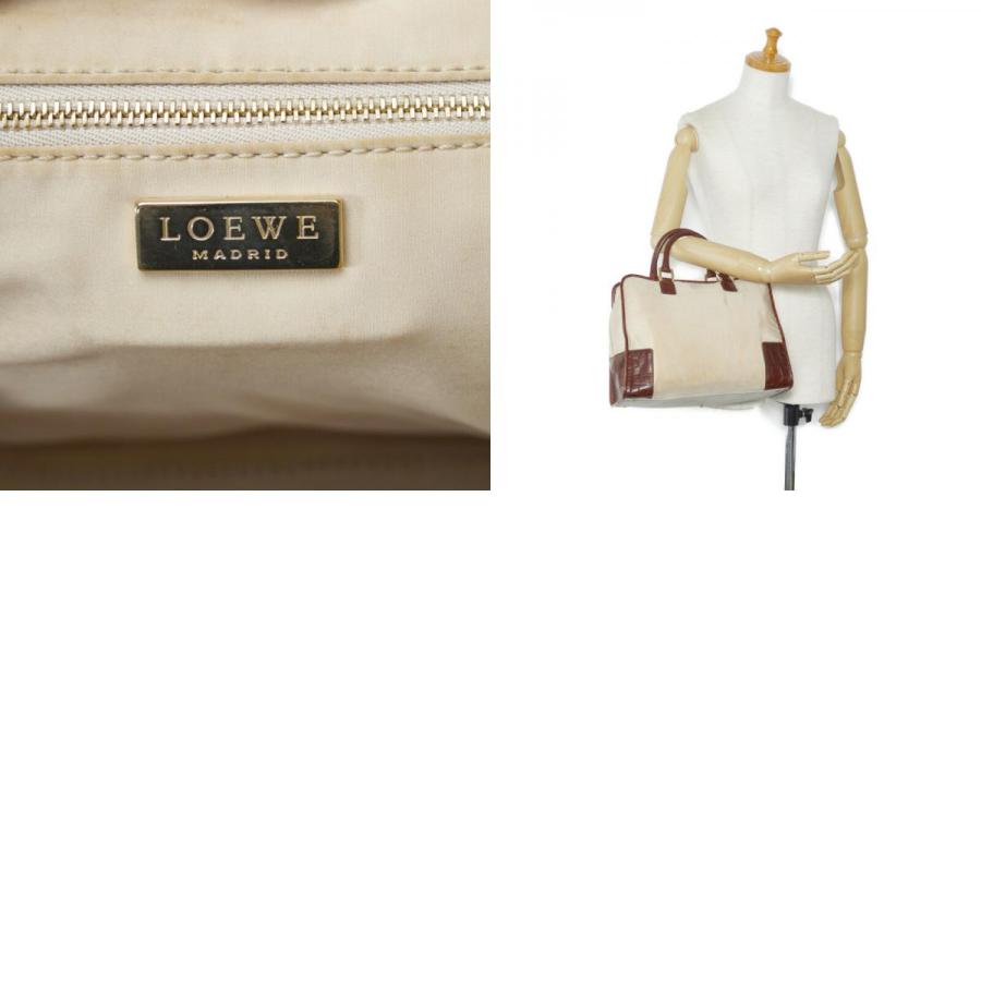 LOEWE アマソナ 50 アナグラム レザーボストンバッグ ベージュ×ブラウン LOEWE アナグラム アマソナ ボストンバッグ ブラウン Leather