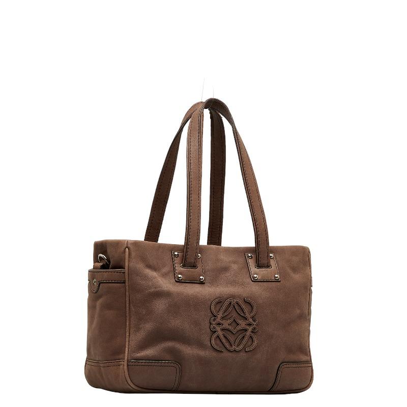LOEWEアナグラムトートバッグ ブラウンスエード レザーハンドバッグレディース LOEWE（ロエベ） アナグラム ハンドバッグ トートバッグ ブラウン