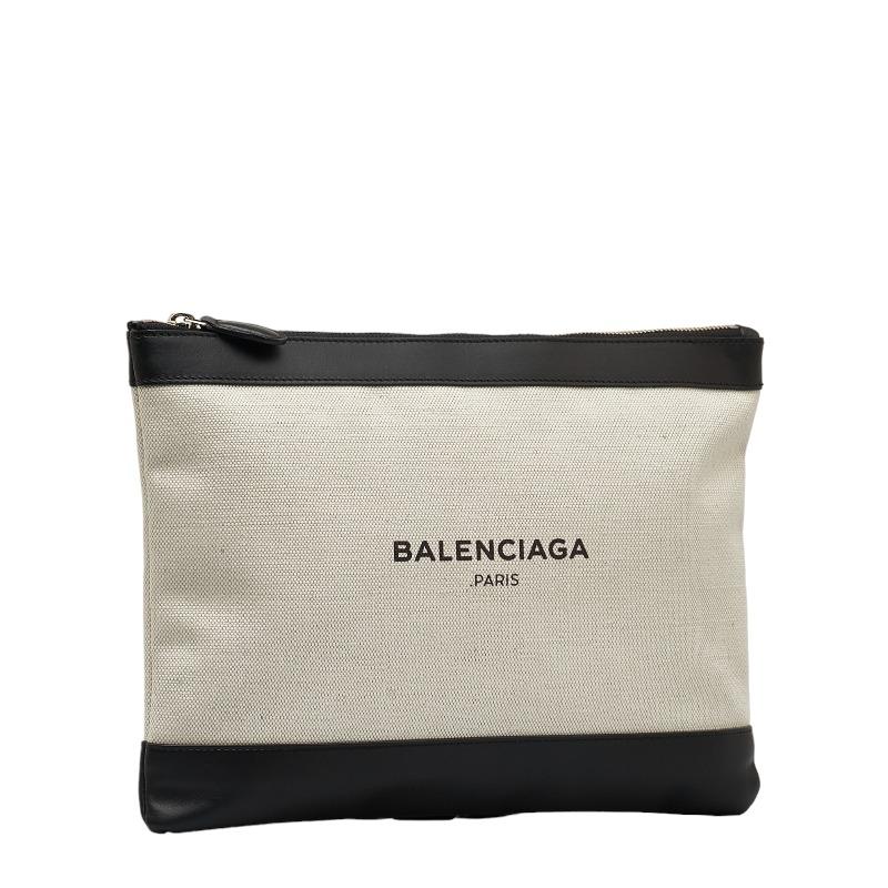 BALENCIAGA バレンシアガ ロゴ ネイビークリップM セカンドバッグ 