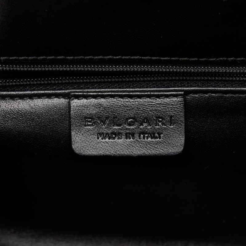 美品 ブルガリ レザー クラッチバッグ レオーニ ロゴ型押し ファスナー 銀 BVLGARI ブルガリ レオーニ クラッチバッグ シルバー グレー レザー