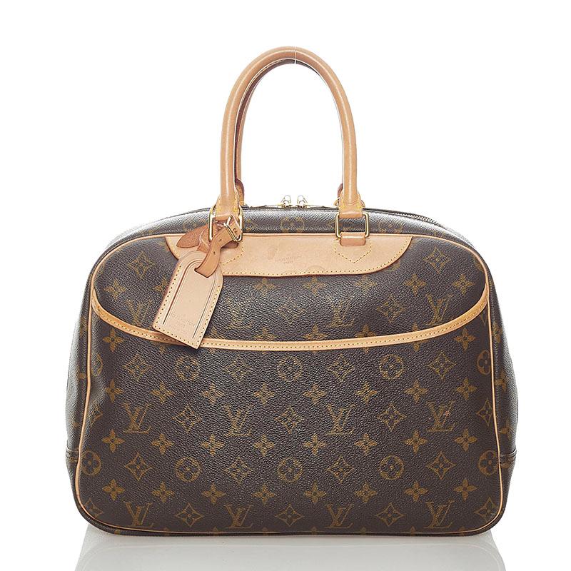 ルイ ヴィトン モノグラム ドーヴィル ハンドバッグ M47270 ブラウン PVC レザー レディース LOUIS VUITTON 【中古