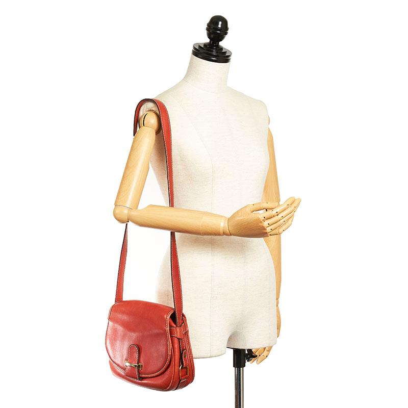 CELINE（セリーヌ） 斜め掛け ショルダーバッグ レッド レザー