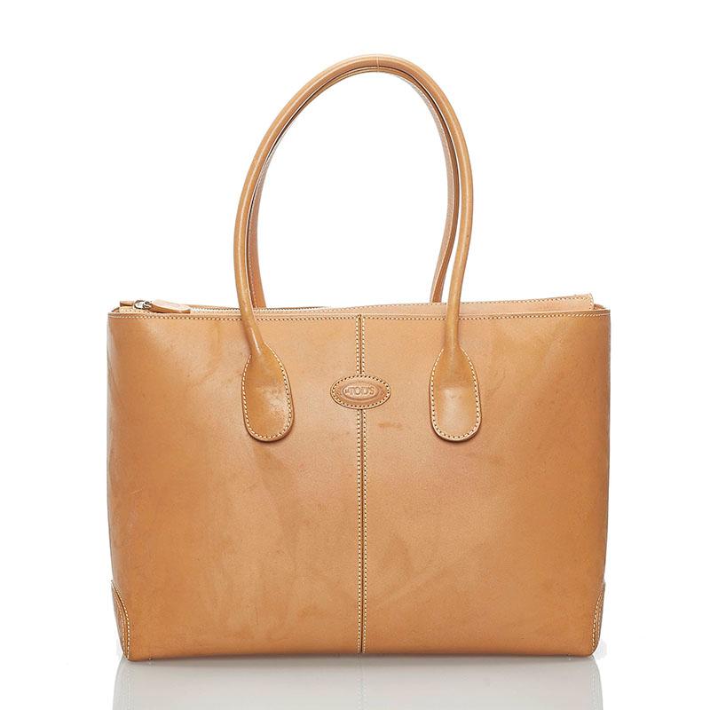 人気】 TOD's Dバッグ トートバッグ 肩掛け キャメル レザー 肩掛け可