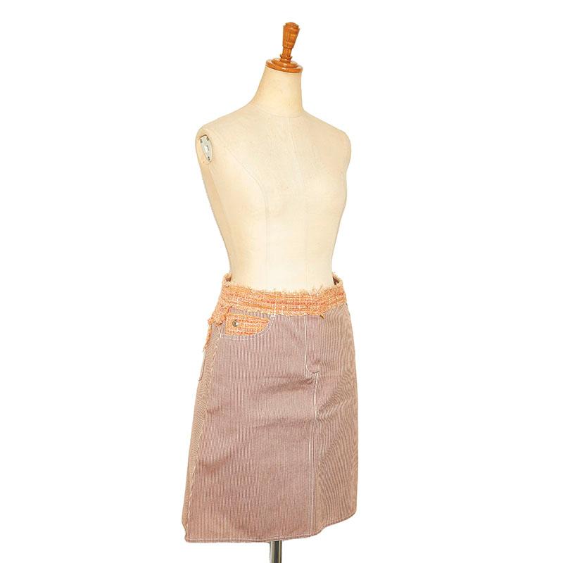 CHANEL（シャネル） ヒッコリー ストライプ スカート オレンジ