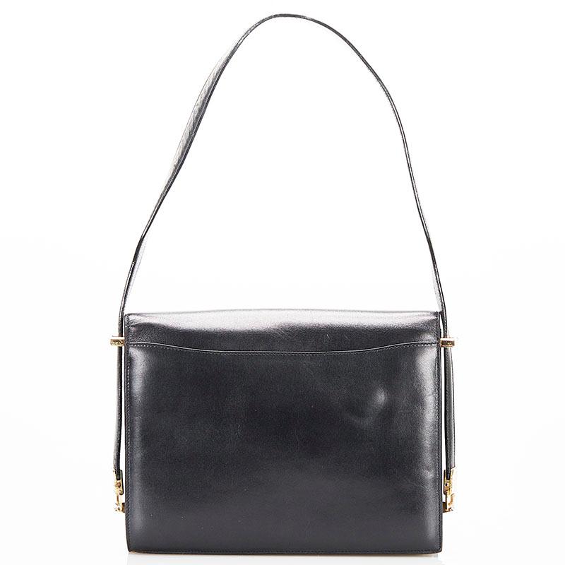 セリーヌ ショルダーバッグ ハンドバッグ 馬車金具 ブラック レザー レディース CELINE【中古】 CELINE（セリーヌ） 馬車金具 ショルダーバッグ ブラック レザー