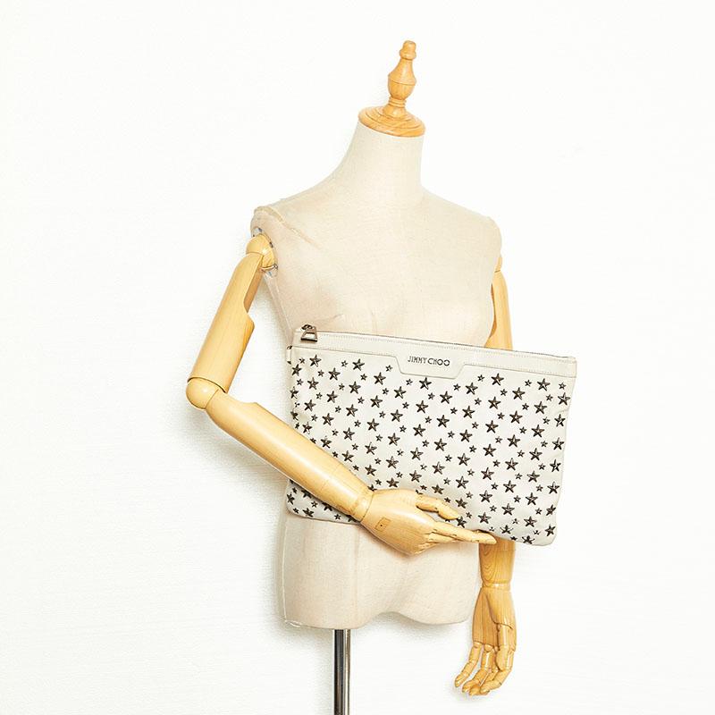 ジミーチュウ スタースタッズ クラッチバッグ セカンドバッグ ホワイト