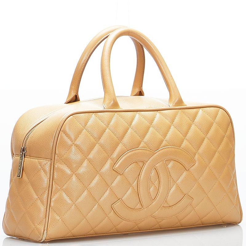 CHANEL ハンドバッグマトラッセ ココマーク　ベージュ　レディース【中古品】 CHANEL（シャネル） マトラッセ ココマーク ハンドバッグ ボストン