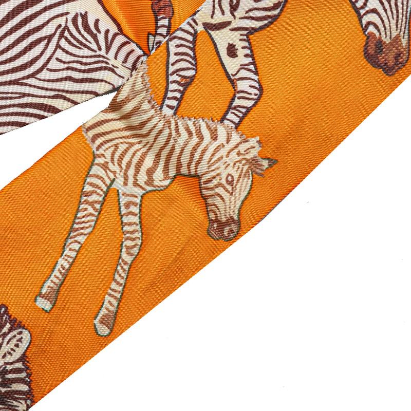 HERMES（エルメス） ツイリー LES ZEBRES ゼブラ スカーフ オレンジ