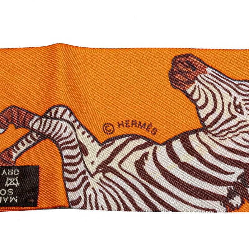 HERMES（エルメス） ツイリー LES ZEBRES ゼブラ スカーフ オレンジ