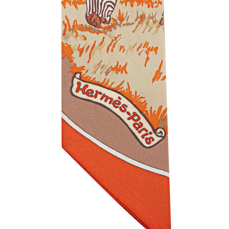 HERMES（エルメス） ツイリー LES ZEBRES ゼブラ スカーフ オレンジ