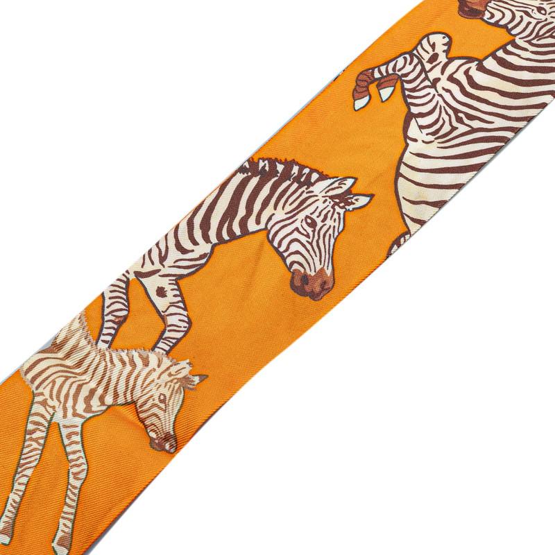 HERMES ツイリー ゼブラ　オレンジ HERMES（エルメス） ツイリー LES ZEBRES ゼブラ スカーフ オレンジ