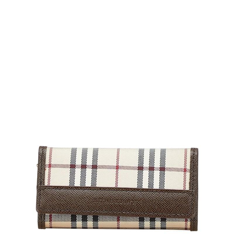 バーバリーキーケース 新品未使用箱付 美品ベージュ×ベージュ ノバチェック本革 BURBERRY バーバリー 6連 キーケース ノバチェック ベージュ
