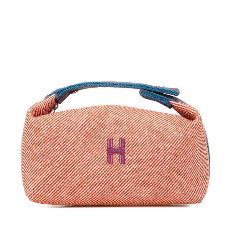 エルメス ブリッドアブラックPM Hナッテ ハンドバッグ トメット オレンジ ダークブルー ホワイト トワルアッシュ HERMES 【中古】 HERMES（エルメス） ブリッドアブラックPM Hナッテ ハンドバッグ