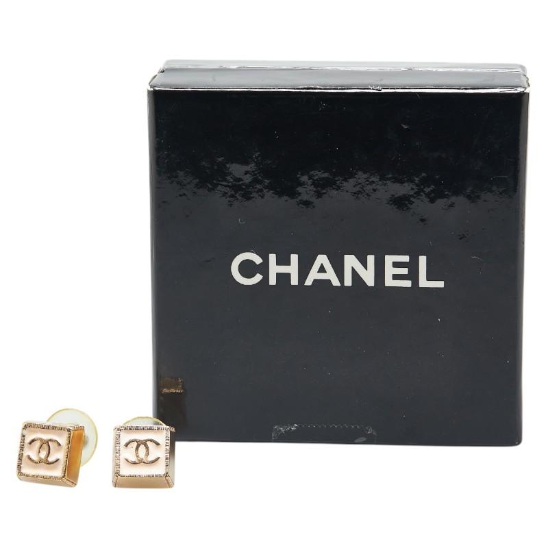 美品 シャネル ココマーク 00C スクエア ヴィンテージピアス GP ゴールド CHANEL シャネル ココマーク スクエア ピアス ゴールド ピンク