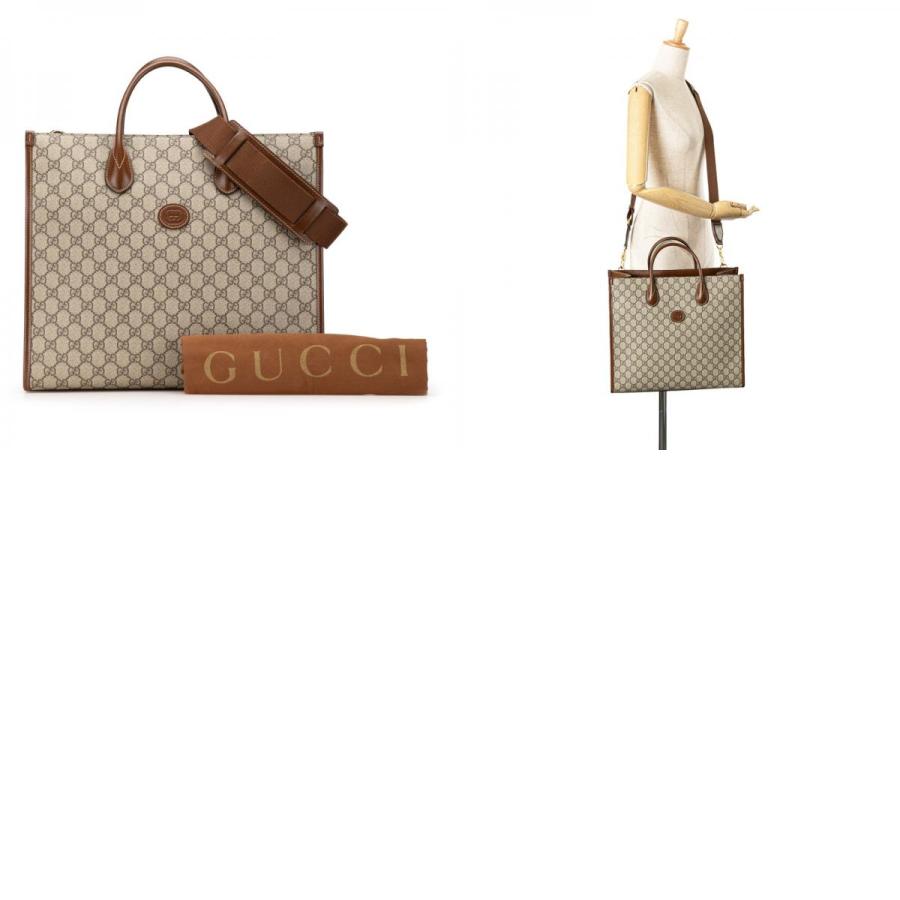 グッチ GGスプリーム インターロッキングG ミディアム トートバッグ ショルダーバッグ 2WAY 674148 ベージュ ブラウン GUCCI 【中古】 | GUCCI | 09