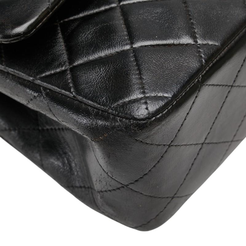 シャネル ココマーク マトラッセ25 ダブルフラップ チェーン ショルダーバッグ ブラック ラムスキン レディース CHANEL 【中古】_4
