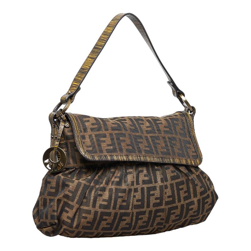 【美品】 Fendi フェンディ Zucca ズッカ ショルダーバッグ 8BR436 ブラウン / キャンバス、レザー FENDI（フェンディ） ズッカ ワンショルダーバッグ 8BR436 ブラウン