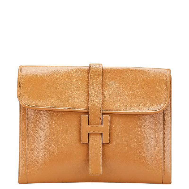 エルメス　ブラウンレザー クラッチバッグ エルメス ブラウンレザー クラッチバッグ HERMES(エルメス) クラッチ