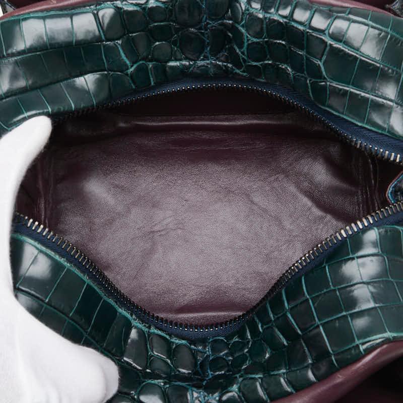 LOEWE ロエベ クロコ型押し ミニハンドバッグ グリーン ベージュ  