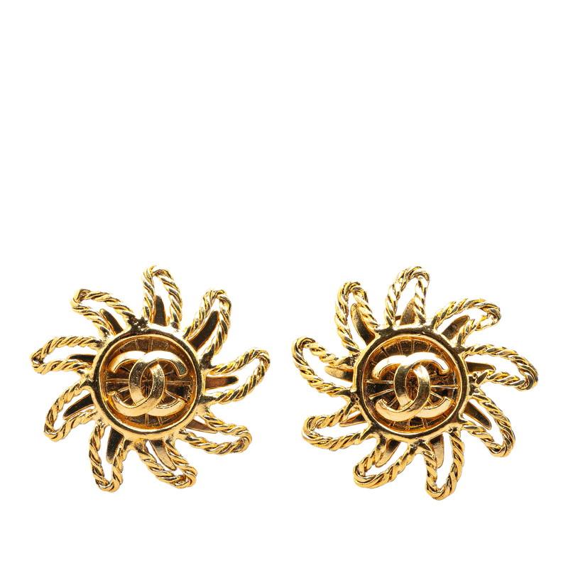 CHANEL シャネル ヴィンテージ ココマーク 太陽 モチーフ イヤリング 
