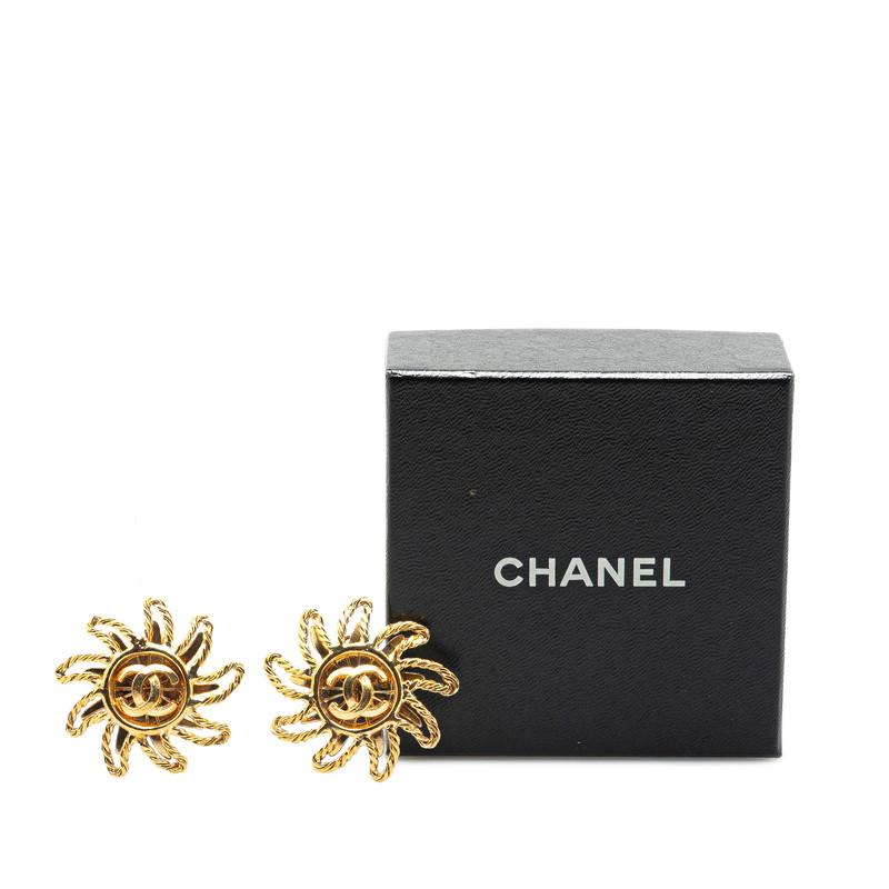 CHANEL シャネル ヴィンテージ ココマーク 太陽 モチーフ イヤリング 