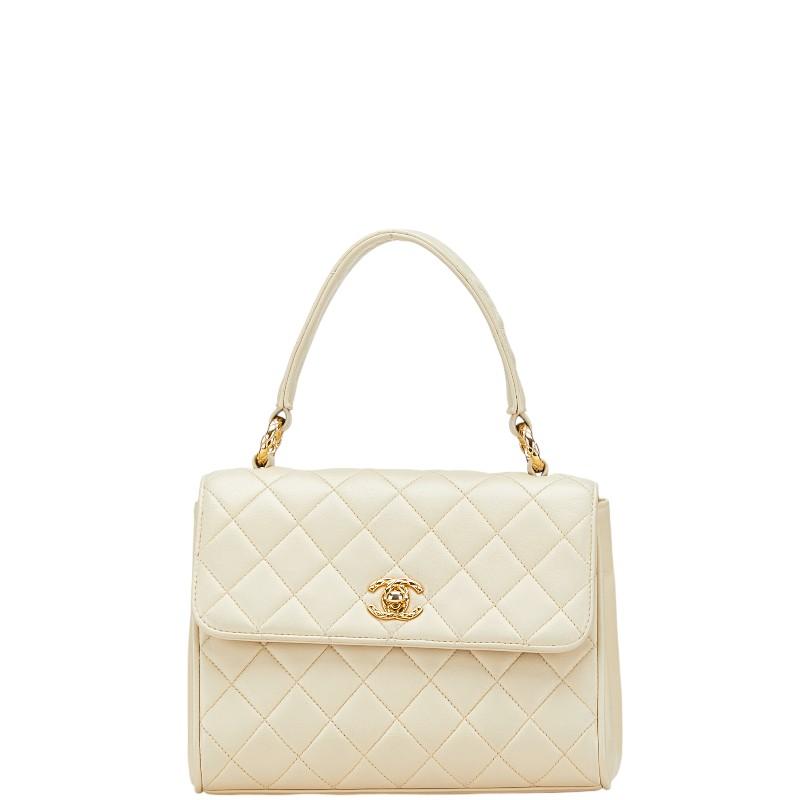 シャネル ココマーク マトラッセ ミニハンドバッグ ベージュ レザー レディース CHANEL 【中古】 CHANEL（シャネル） ココマーク マトラッセ ミニハンドバッグ ベージュ
