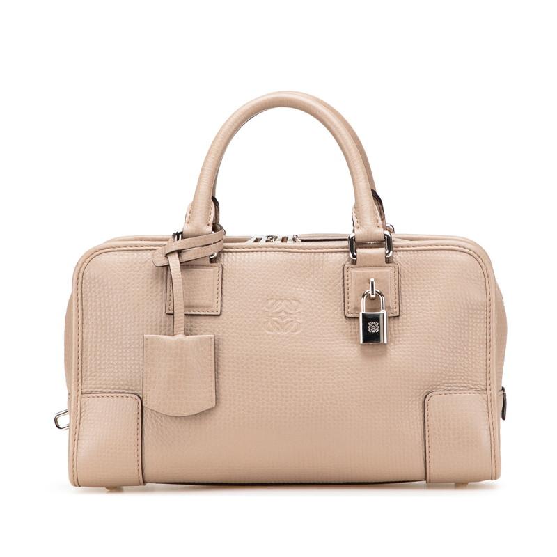 【良品】LOEWE アマソナ28アナグラム　ハンドバッグ　グレー LOEWE（ロエベ） アナグラム アマソナ28 ハンドバッグ グレー レザー
