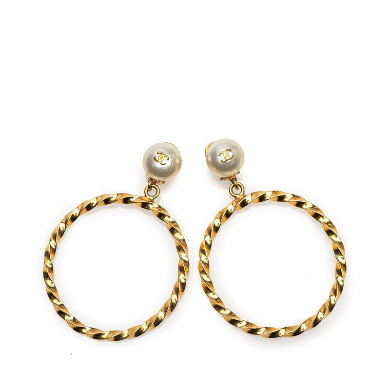 CHANEL シャネル ココマーク フープ イヤリング ゴールド メッキ 