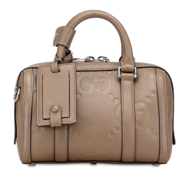 グッチ ジャンボGG ミニダッフル ハンドバッグ ショルダーバッグ 2WAY 725292 グレージュ  レザー レディース GUCCI 【中古】 GUCCI（グッチ） ジャンボGG ミニダッフル ハンドバッグ ショルダー