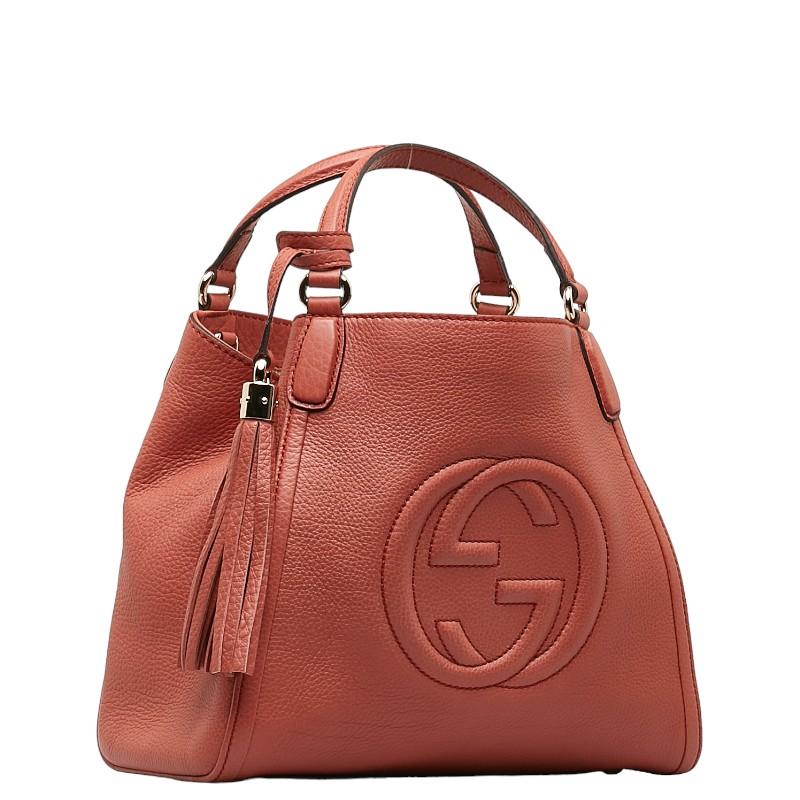 グッチ ソーホー インターロッキングＧ ハンドバッグ ショルダーバッグ２WAY 336751 サーモンピンク レザー レディース GUCCI 【中古】｜ginzaparis2｜03