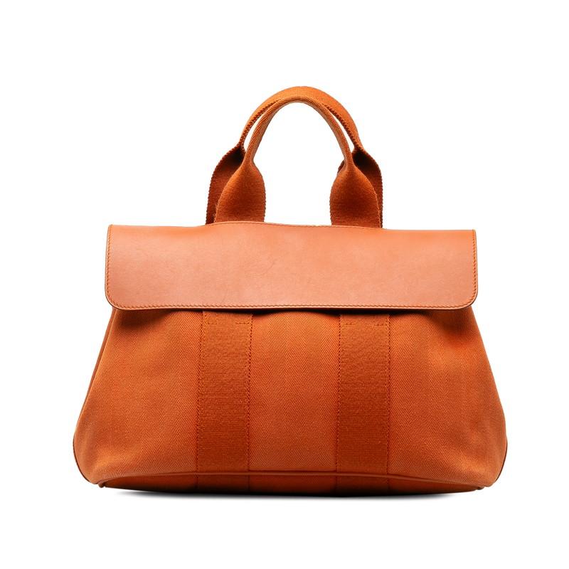 エルメス ヴァルパライソPM ハンドバッグ オレンジ キャンバス レザー レディース HERMES 【中古】｜ginzaparis2｜02