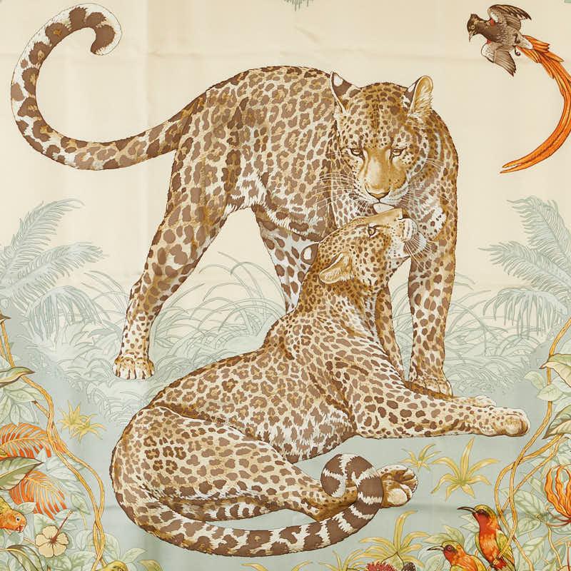 エルメス カレ90 JUNGLE LOVE ジャングルラブ スカーフ ブルー マルチ 