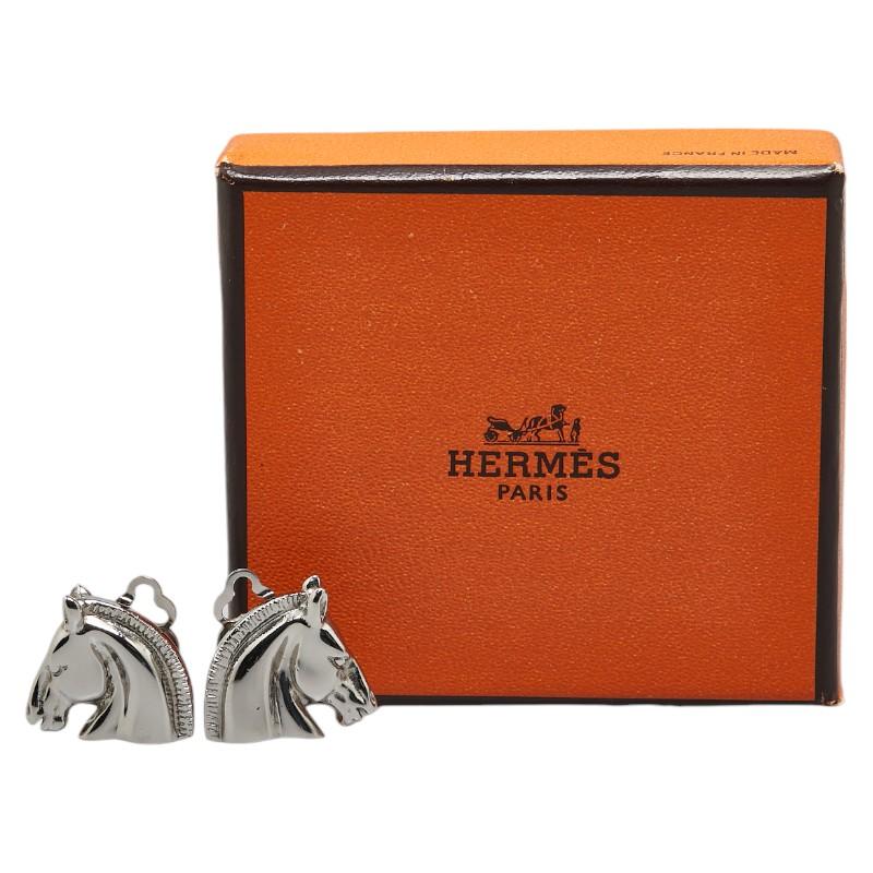HERMES（エルメス） ホース 馬 モチーフ イヤリング シルバー メタル
