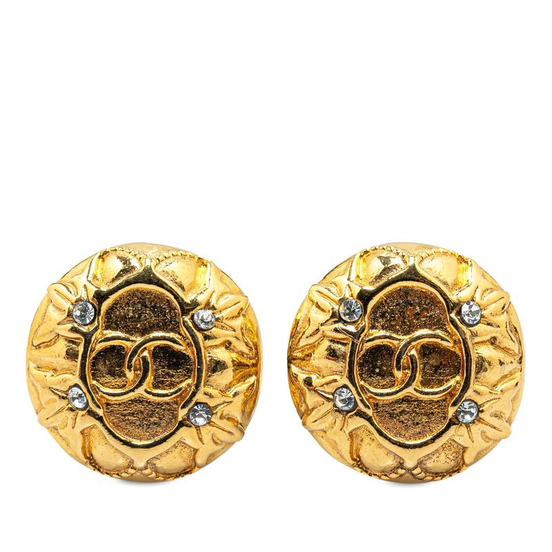 シャネル ヴィンテージ ココマーク ラインストーン イヤリング  