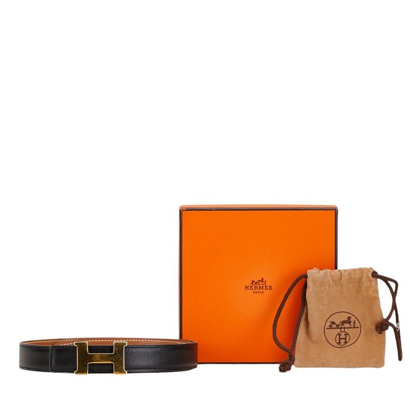 【美品 】エルメス コンスタンス Hバックル レザー ベルト ブラック ブラウン エルメス コンスタンス Hバックル レザー ベルト ブラック
