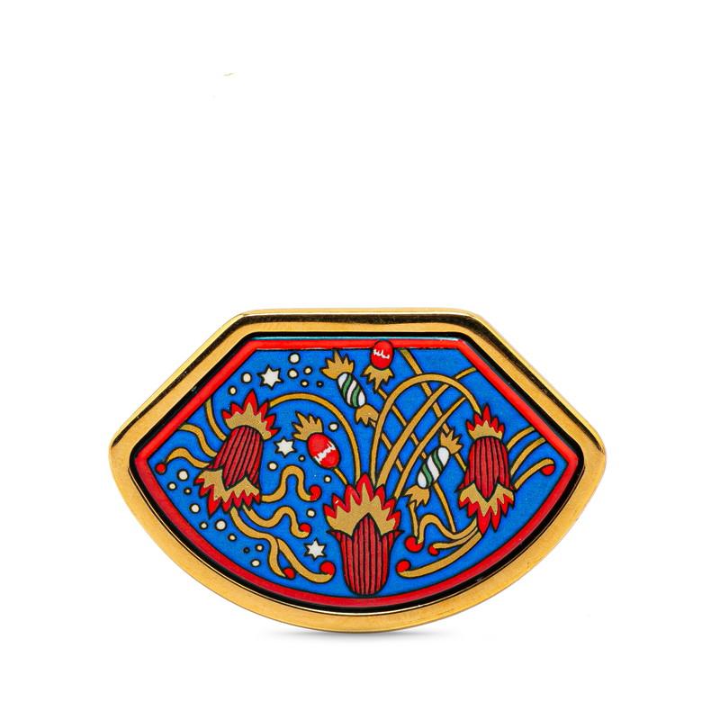 HERMES（エルメス） エマイユ 花 フラワー モチーフ ブローチ ゴールド