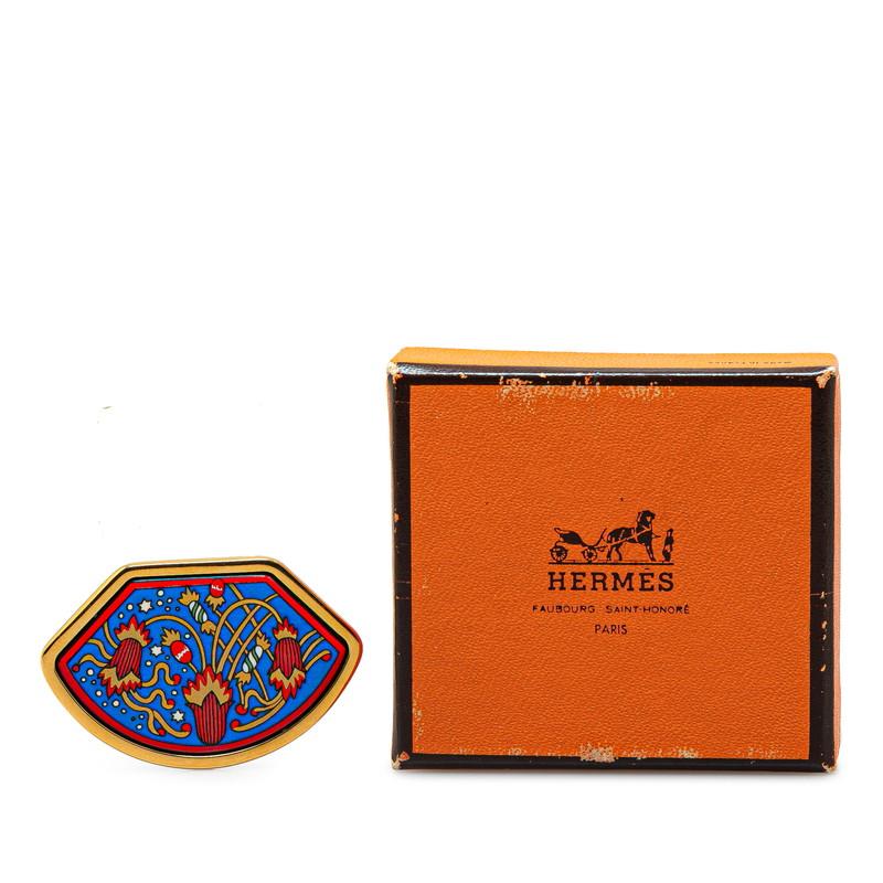 HERMES（エルメス） エマイユ 花 フラワー モチーフ ブローチ ゴールド