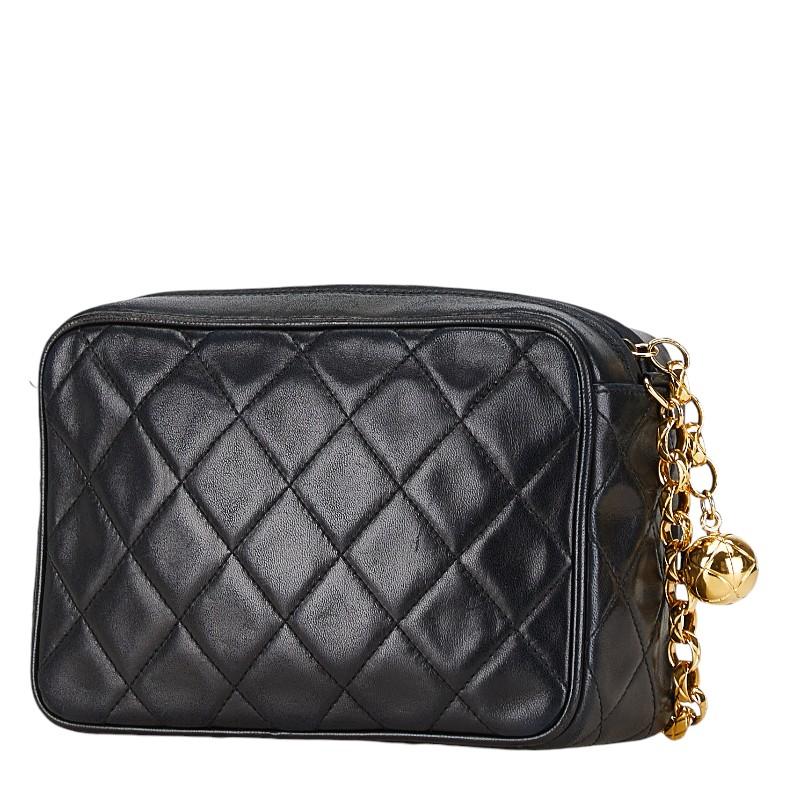 シャネル ココマーク マトラッセ 斜め掛け チェーン ショルダーバッグ ブラック ラムスキン レディース CHANEL 【中古】 CHANEL（シャネル） マトラッセ ココマーク 斜め掛け チェーン