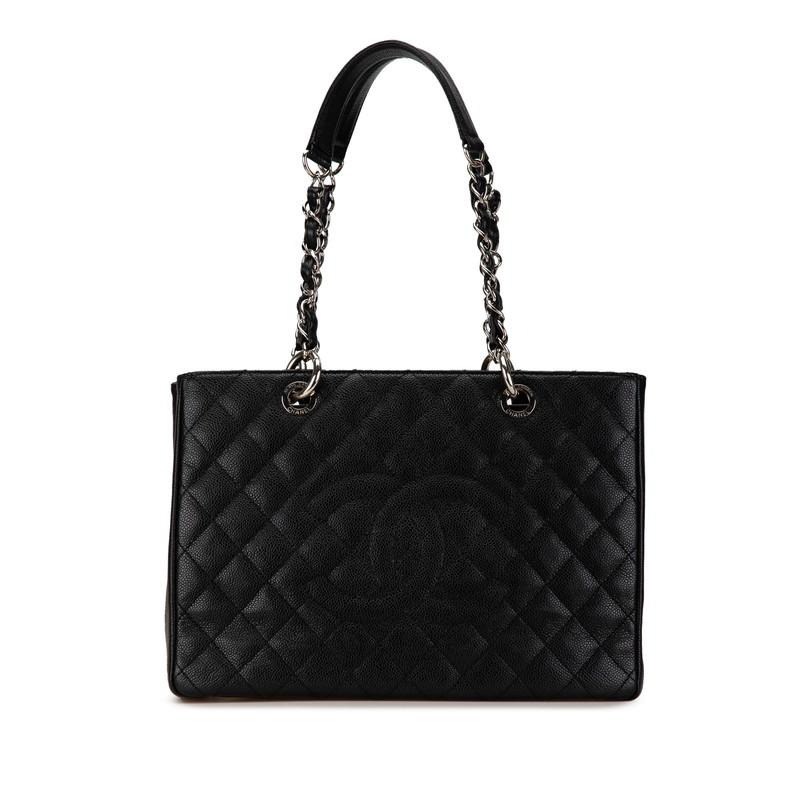 さきです。シャネルレザーバッグ CHANEL チェーントートバッグ グランドショッピング GST シルバー金具