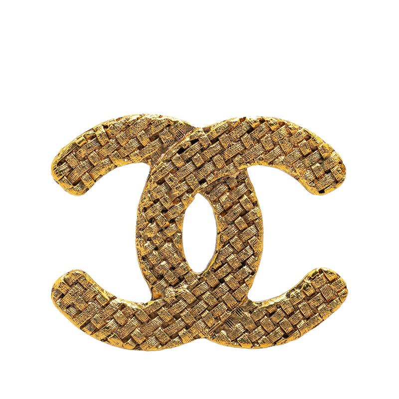 CHANEL シャネル ヴィンテージ ココマーク 編み込み ブローチ ゴールド 