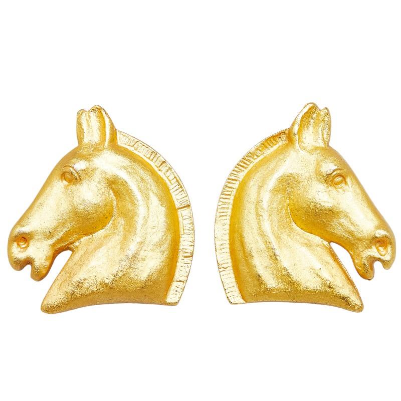 HERMES エルメス ホース 馬 モチーフ イヤリング ゴールド